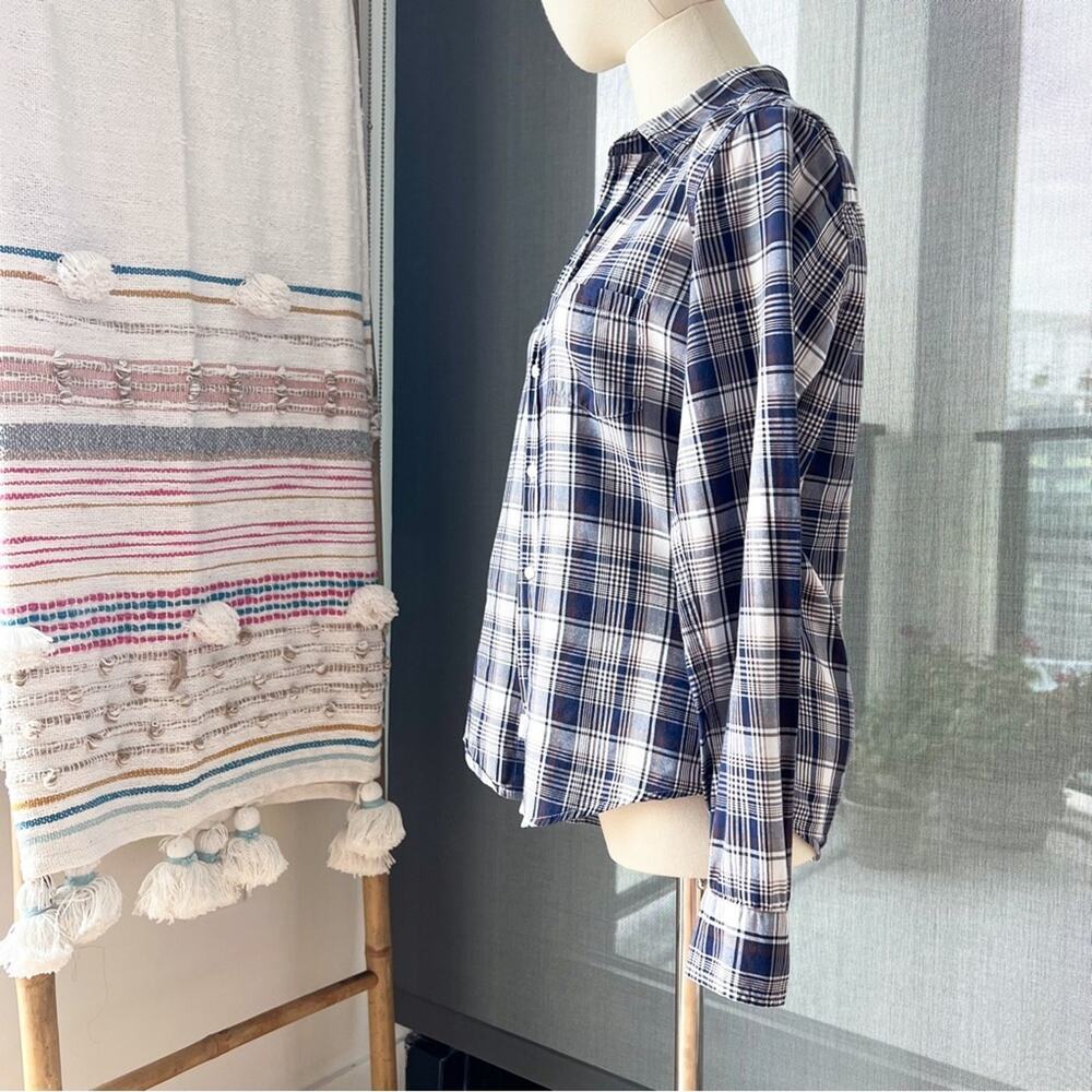 Frank & Eileen Barry Blue White Grey Plaid Long Sleeves Button Down Shirt Small - Picture 3 of 9